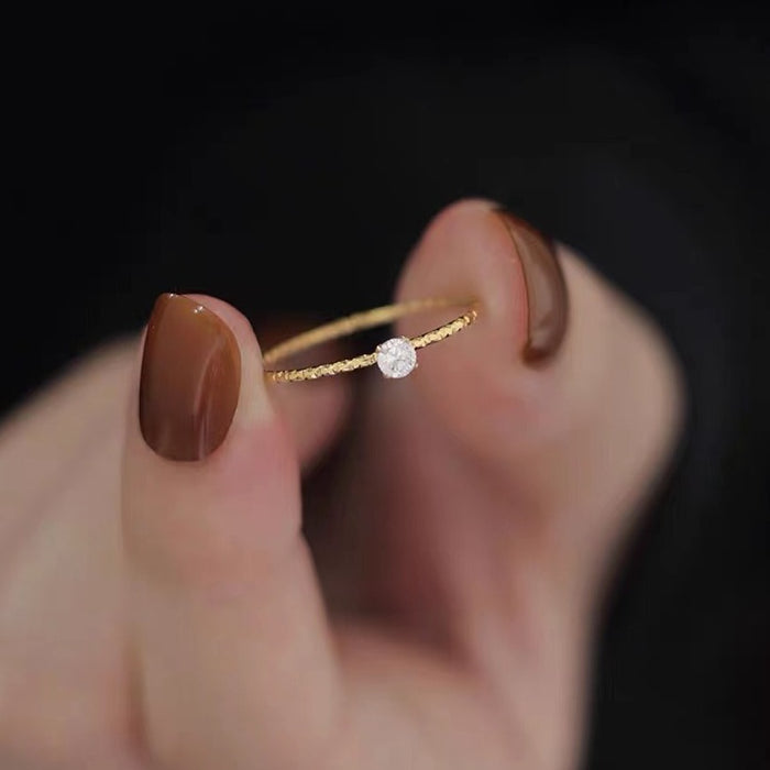 Wholesale flower line ring diamond titanium steel plated 18K gold ring personality simple index finger