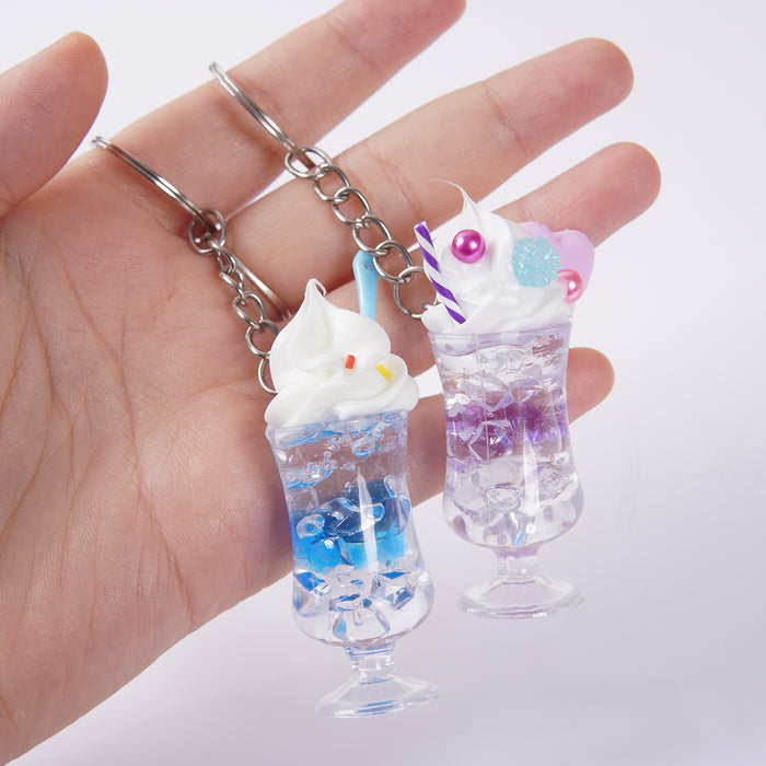 Wholesale Simulated Milk Tea Cup Pendant Fresh Style Keychain Bag Charm Modern Casual Accessory MOQ≥2