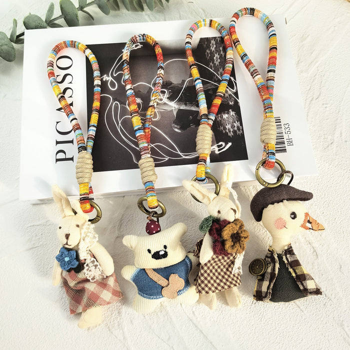 Wholesale Handmade Cartoon Animal Fabric Keychain Bag Charm - Cute Little Bear Pig Duck MOQ≥2