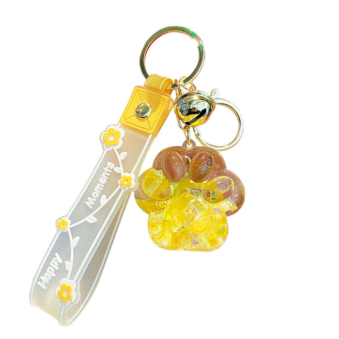 Wholesale Oil-filled Preserved Flower Cat' s Paw Sand Bottle Keychain