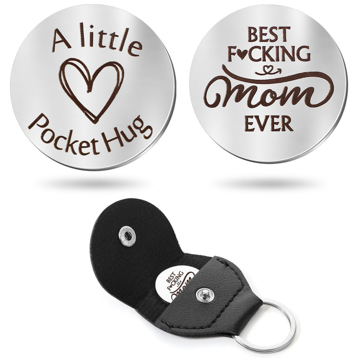 Wholesale Round leather keychain with stainless steel double-sided engraved lettering and heart shaped circular leather keychain