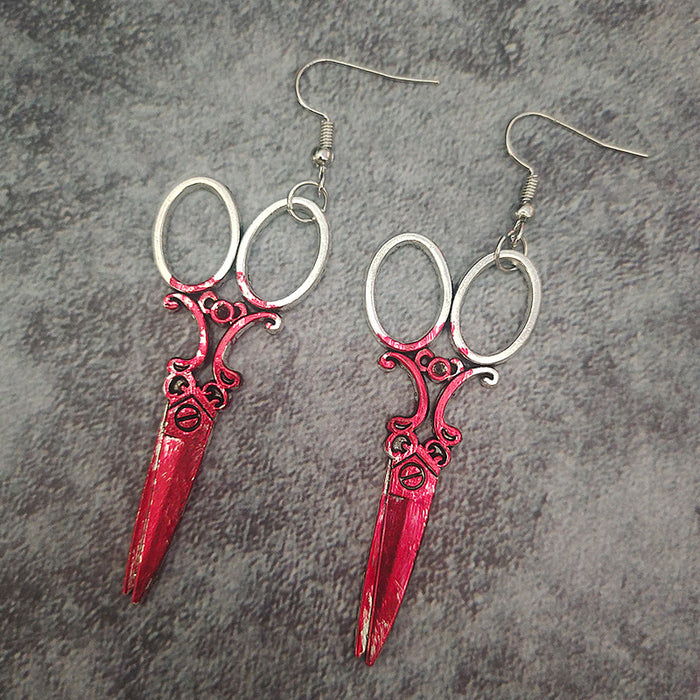 Wholesale  alloy earrings dagger axe horror blood earrings holiday exaggerated jewelry