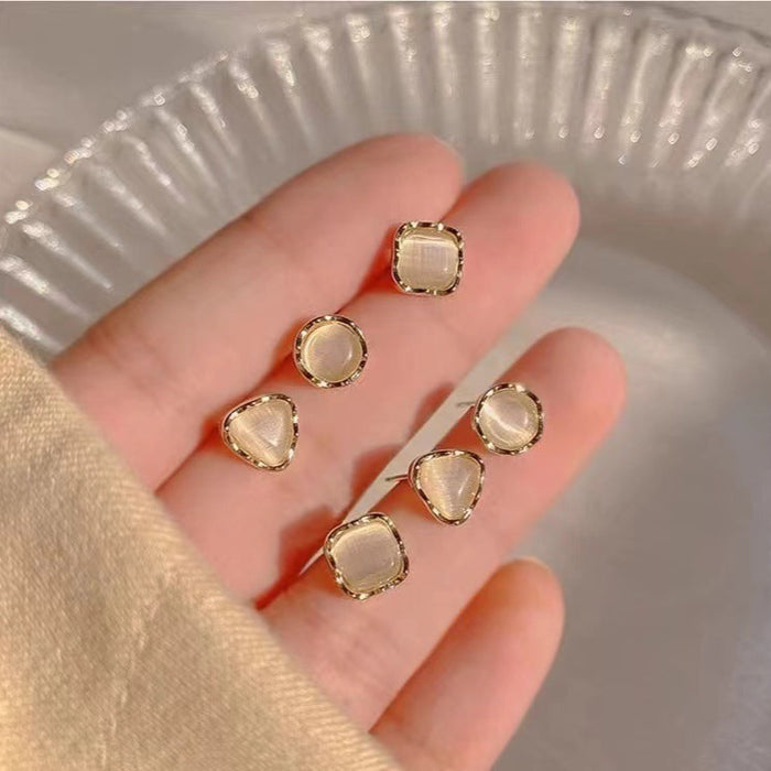 Wholesale  Six-piece set cat's eye stone earrings women's small earrings