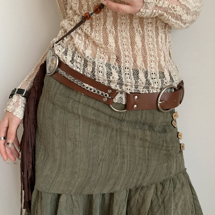 Wholesale Y2K Retro Studded PU Belt For Women Wide Waist Corset Design Fashion Accessory Boutique Resale