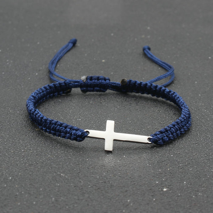 Wholesale Stainless Steel Cross Bracelet Hand Woven Couple Bracelet JDC-BT-SX003