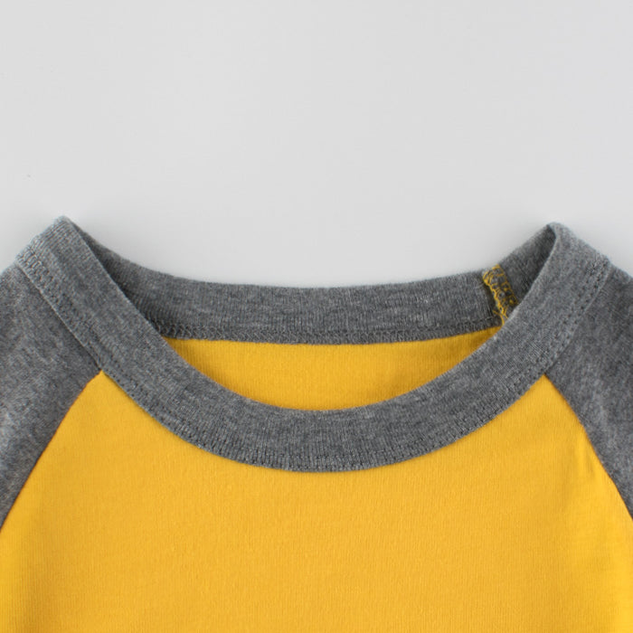 Wholesale Brand Children's Clothing New Children's Long Sleeved T-shirt Round Neck Solid Color Patchwork Sleeve Advertising Shirt JDC-CTS-SXZB008