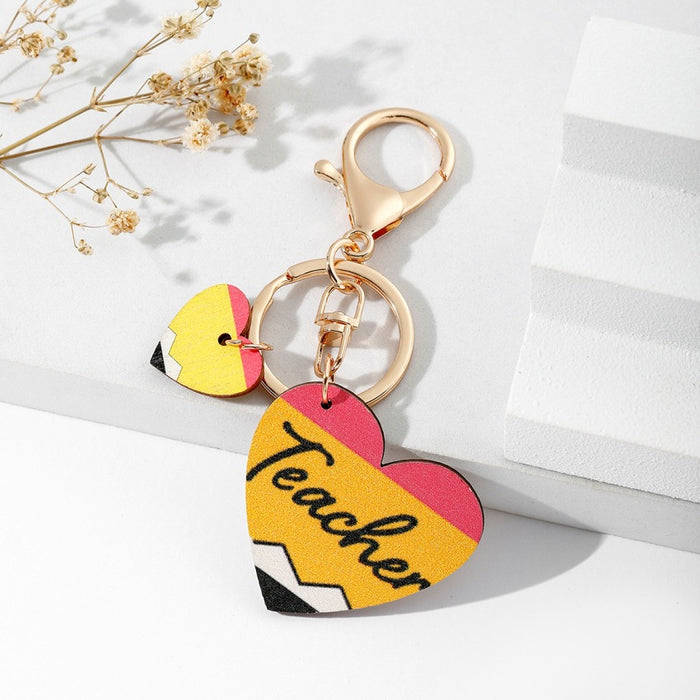 Wholesale Teacher's Day TEACHER Wooden Keychain JDC-KC-RongR023