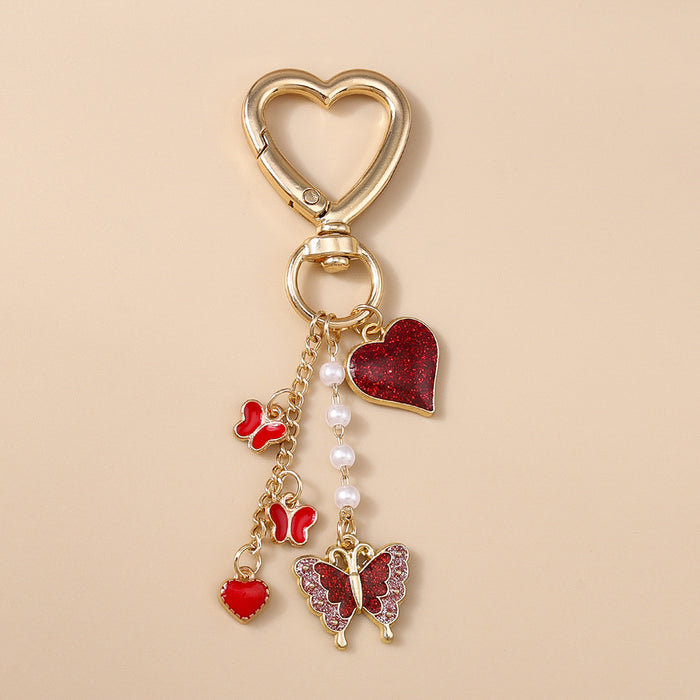 Wholesale Butterfly Heart Flower Metal Keychain