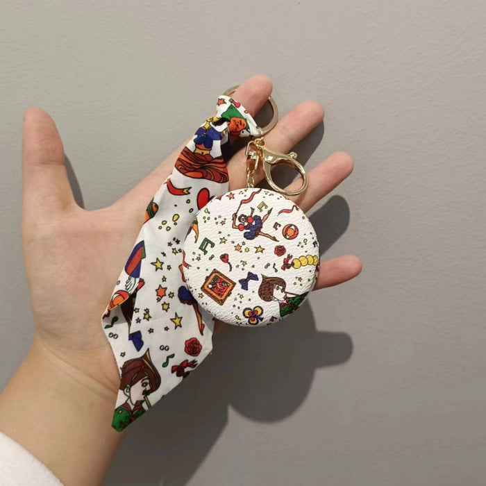 Wholesale light luxury and exquisite presbyopic leather cosmetic mirror key chain pendant double-sided mirror bag pendant JDC-KC-JiYou007