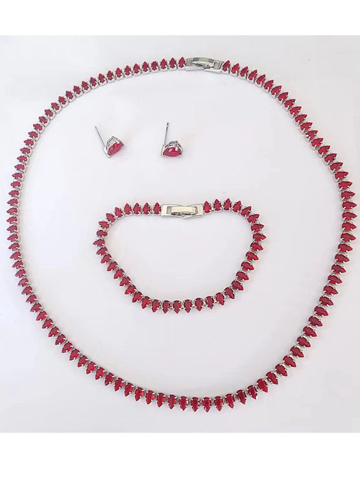 Wholesale Three Piece Accessories Fashion Classic Water Drop Zircon Necklace Earrings Bracelet