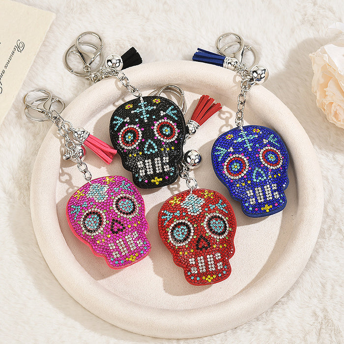 Wholesale  Skull Red Rhinestone Korean Velvet Keychain Bag Charm And Car Key Accessory Gift