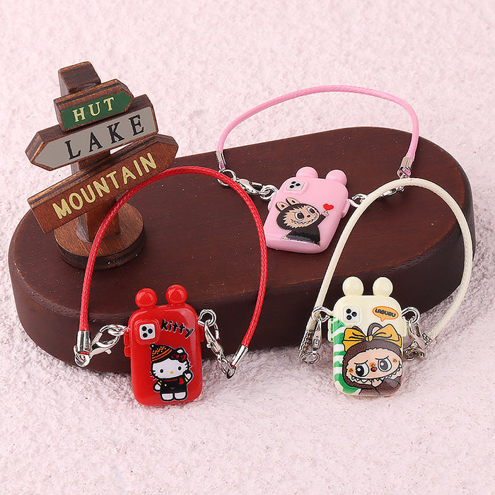 Wholesale Dollhouse Mini Cartoon Phone Case Pendant Model Creative Neck Accessory Plush Hanging Ornament