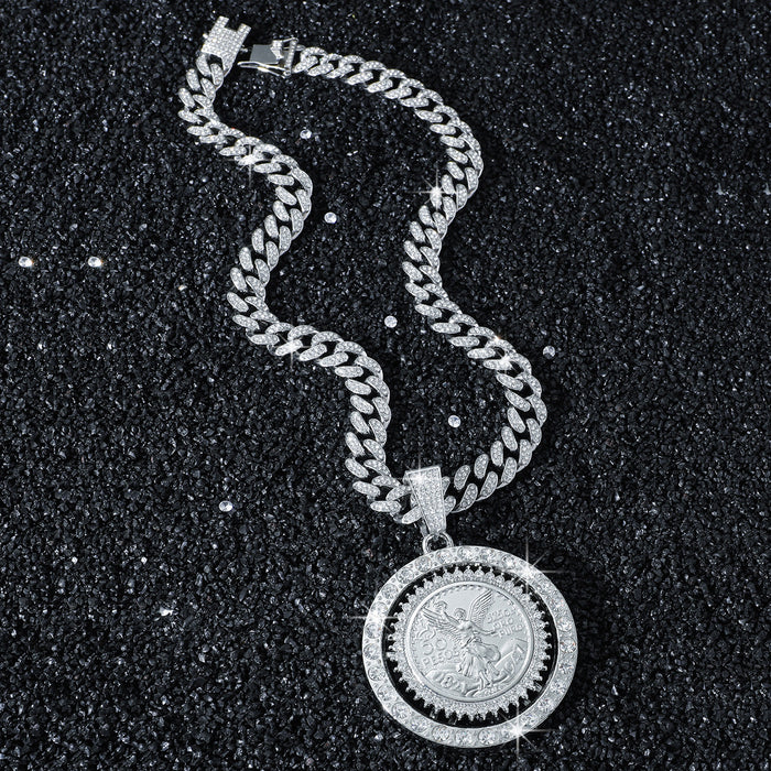Wholesale full diamond hip-hop turn angel necklace
