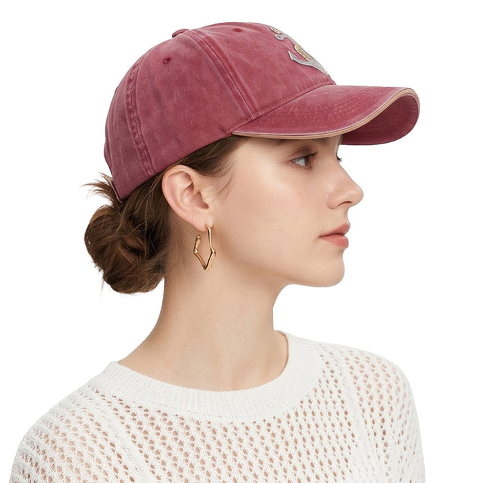 Wholesale Vintage Washed Baseball Cap with Anchor Embroidery Navy Blue Summer Sun Protection Hat