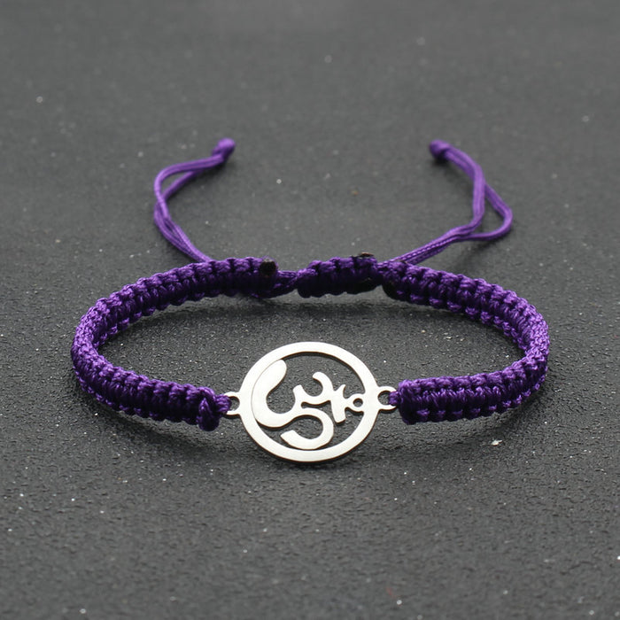 Wholesale  jewelry stainless steel round OM bracelet hand-woven adjustable hand rope