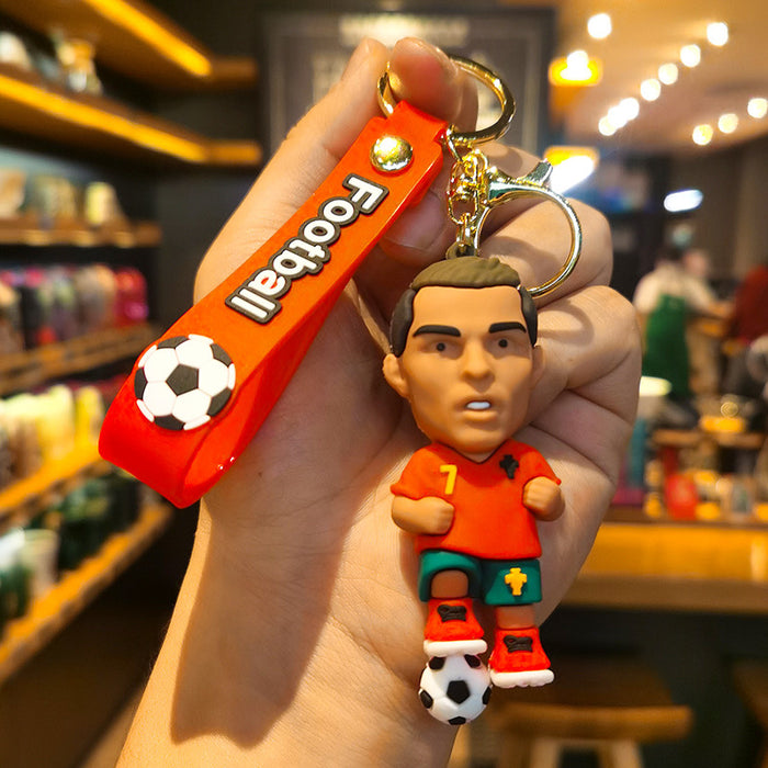 Wholesale Football keychain pvc car key ring