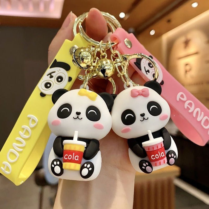 Wholesale  Panda Keychain Cute Panda Pendant Cartoon Couple's Schoolbag Hanging Key Chain Gift