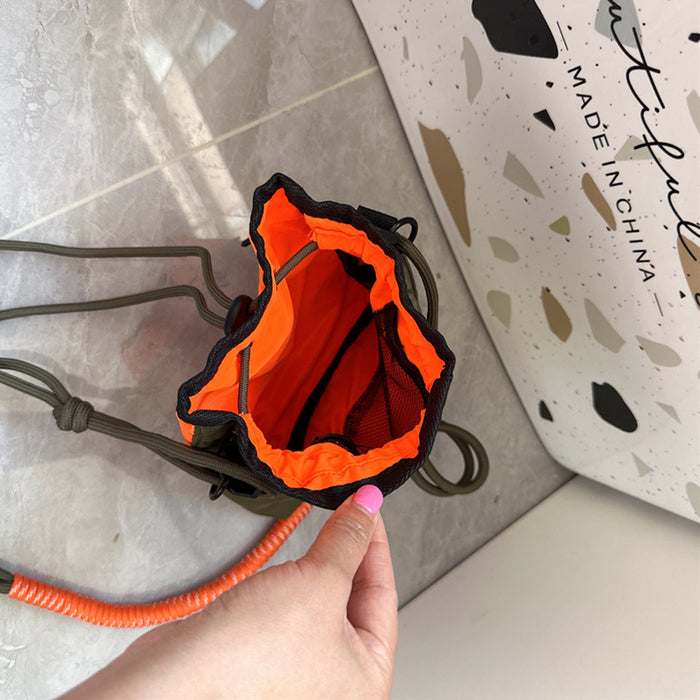 Wholesale Children's bag, outdoor sports crossbody bag, letter drawstring bucket bag, lightweight shoulder bag