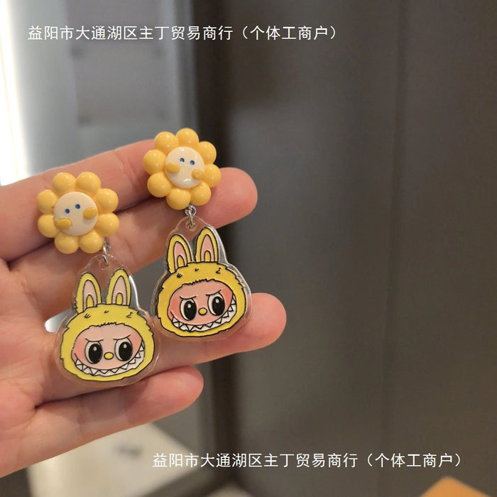 Wholesale Cute original niche cartoon flower silver needle earrings for non-pierced ears ear clip gifts