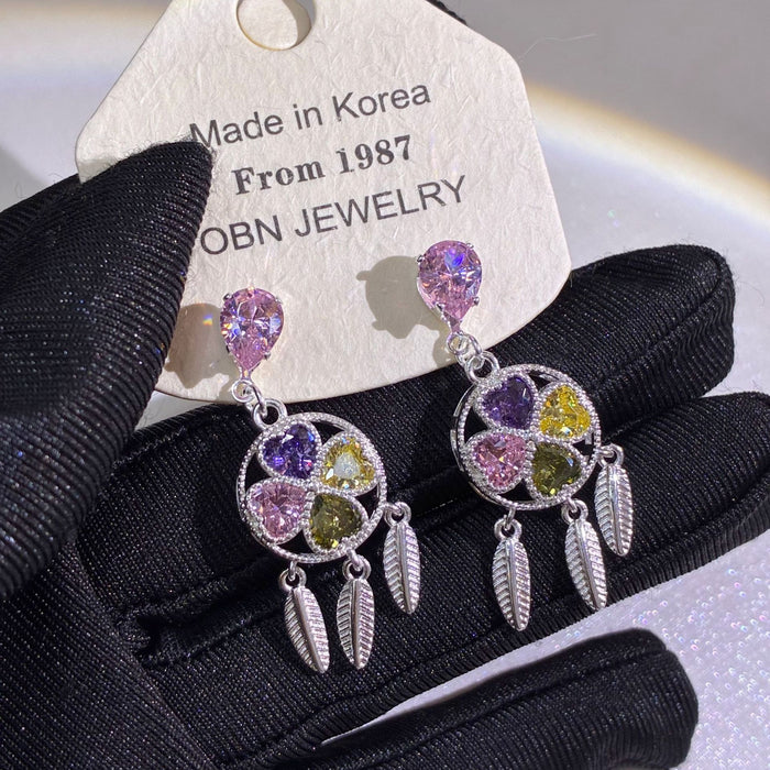 Wholesale Dream Catcher Long Earrings Geometric Fashion Accessory
