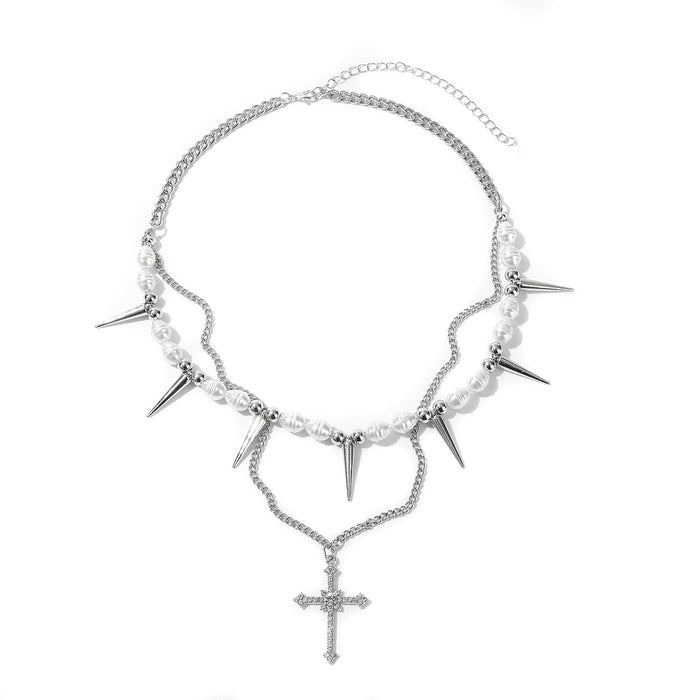 Wholesale Imitation Pearl Clavicle Chain Hip-hop Trend Distinctive Tapered Short Necklace for Women