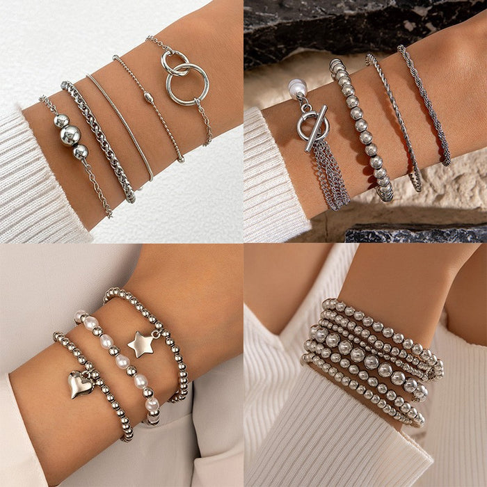 Wholesale Alloy Bead Star Love Geometric Bracelet Set JDC-BT-YongG004