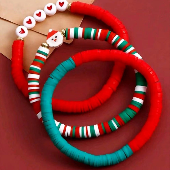 Wholesale Beaded Mixed Color Polymer Clay Bracelet Christmas Set