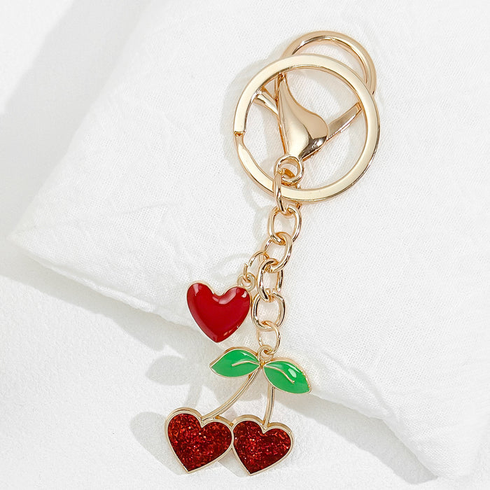 Wholesale Cute Peach Heart Cherry Valentine's Day Keychain