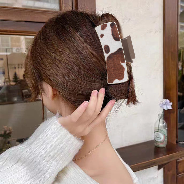 Wholesale Western Farm Style Cow Texture Leather Hair Clip Women' s Shark Clip