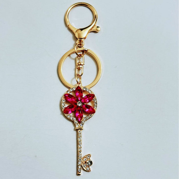 Wholesale Keychain Rhinestone Key Design Zinc Alloy Car Bag Charm Gift