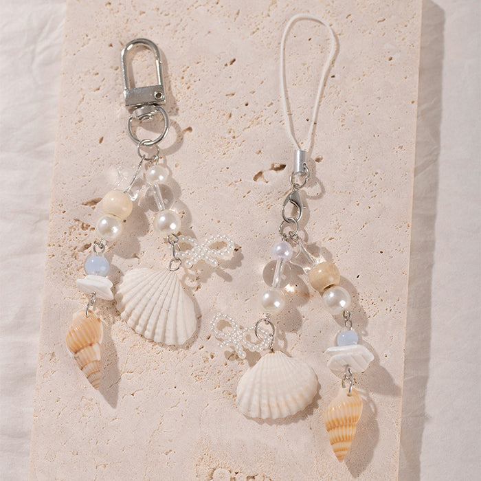 Wholesale Shell Starfish Mobile Phone Chain Earphones C5amera Keychain Pendant