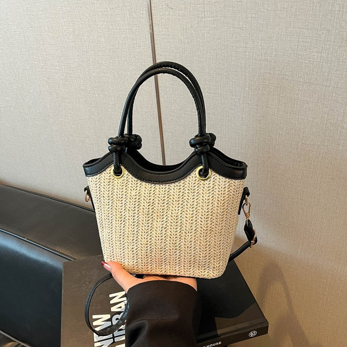 Wholesale Trendy Straw Woven Bucket Bag with Detail for Daily Use Fashion Accessory