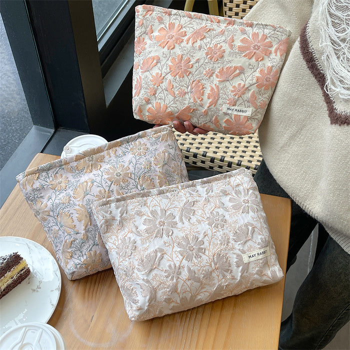 Wholesale Vintage relief makeup bag, large capacity canvas bag, inner liner bag