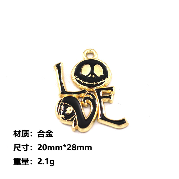 Wholesale 10pcs  Funny Skull Pumpkin Cartoon Accessories Alloy Oil Dropping Pendant Earrings Keychain