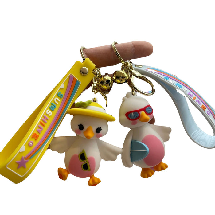 Wholesale Soft rubber cute car keychain duck figurine backpack pendant cartoon hanging decoration keychain