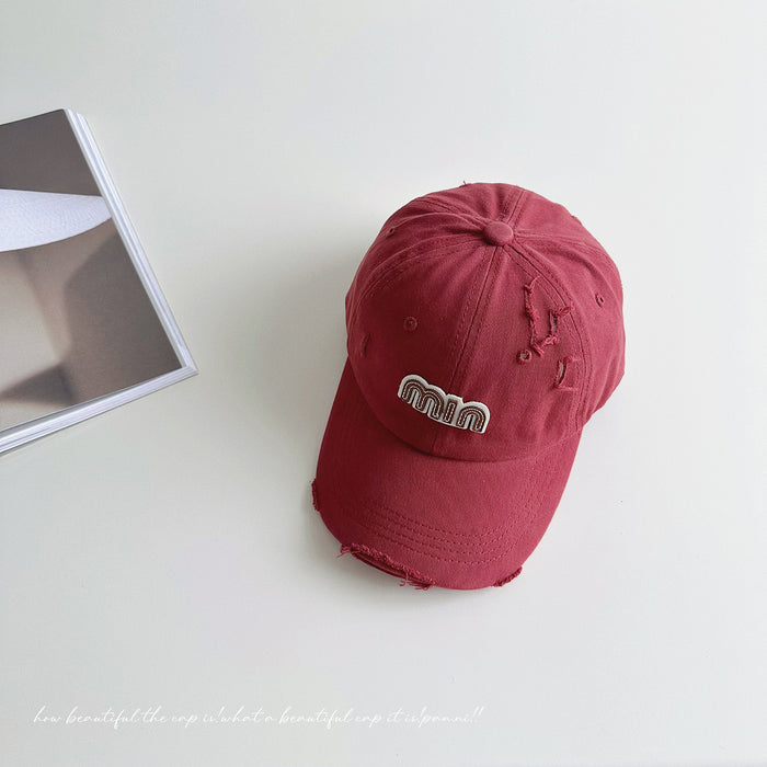 Wholesale Children's retro vintage baseball cap, three-dimensional letter duckbill cap, niche sun hat