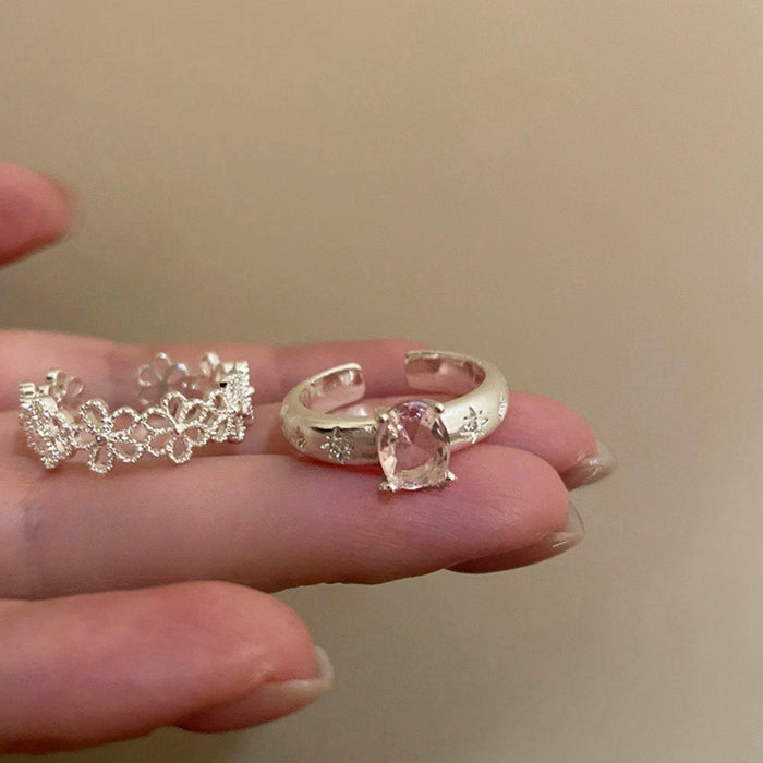 Wholesale Hollow flower ring temperament index finger ring niche design light luxury high-end ring