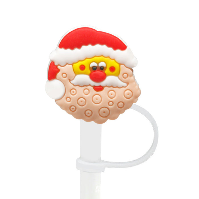 Wholesale Cartoon Christmas Santa Claus Christmas Trees Snowman Silicone Dustproof Straw Plugs JDC-SCR-KuaJi016