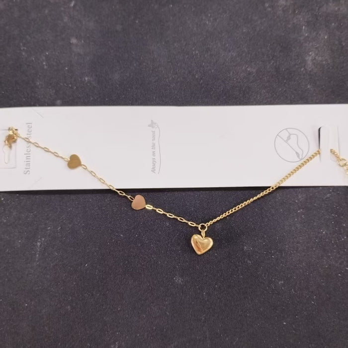Wholesale Hollow Heart Stainless Steel Couple Anklet Set