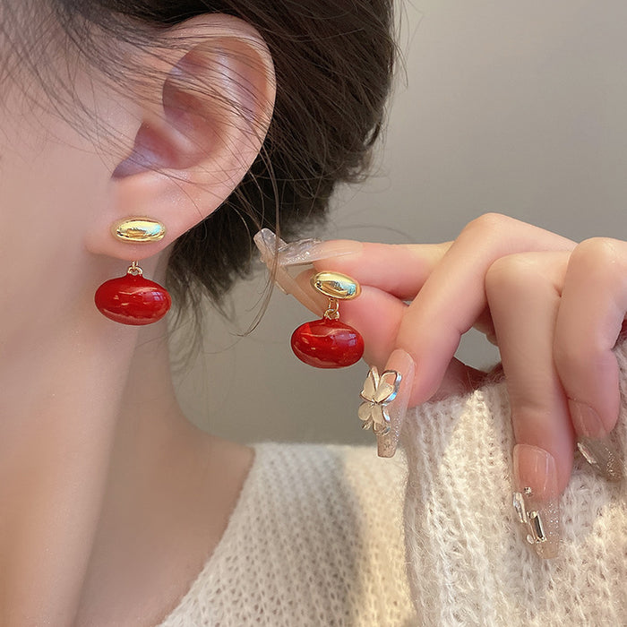 Wholesale   earrings red  tassel earrings S925 earrings