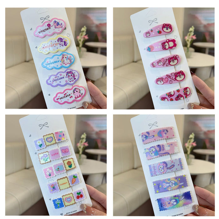 Wholesale 5 PCS Cute cartoon pattern plaid hair clip