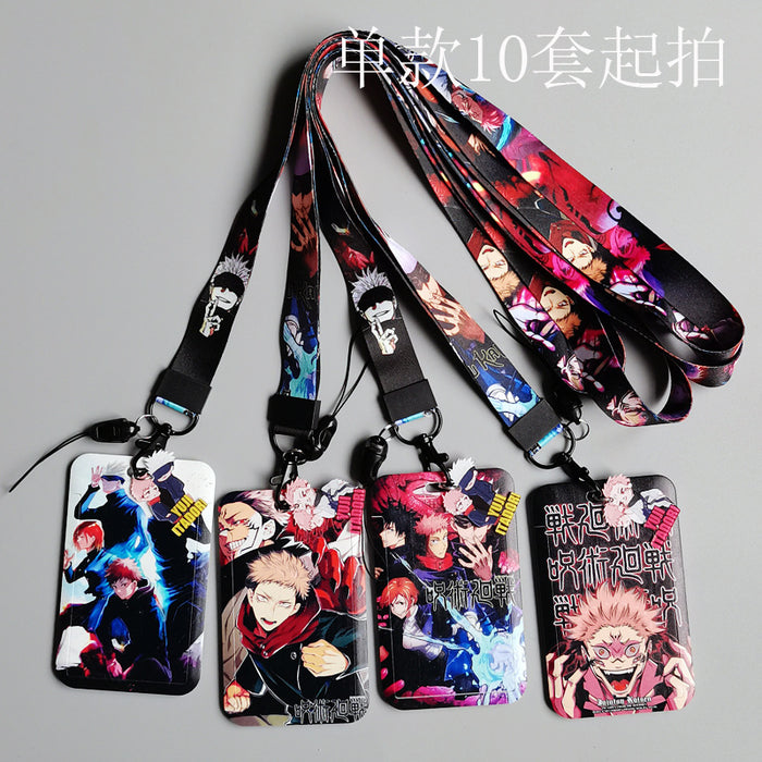 Wholesale 10pcs Anime Bus Card Holder Hard Mobile Phone Lanyard Keychain