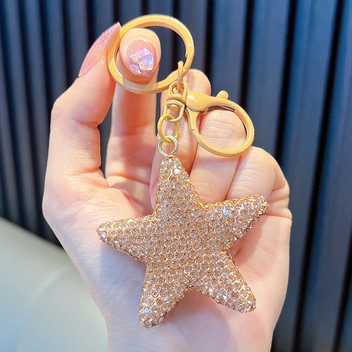 Wholesale Full Diamond Five-pointed Star Alloy Keychain JDC-KC-WoA030