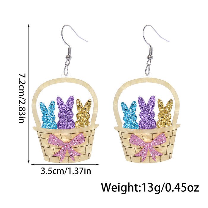 Wholesale Easter Earrings Series Cute Butterfly Ribbon Rabbit Egg Basket Acrylic Earrings