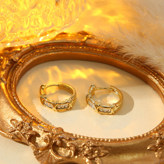 Wholesale High end light luxury zircon earrings with diamond inlay, niche ear buckle design, temperament and earrings