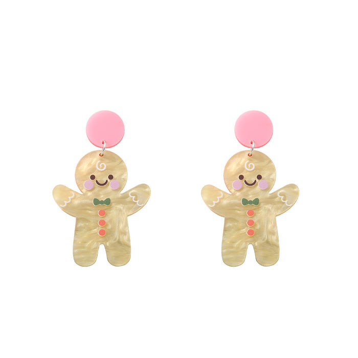 Wholesale Acrylic Christmas Tree Hat Stocking Elk Earrings