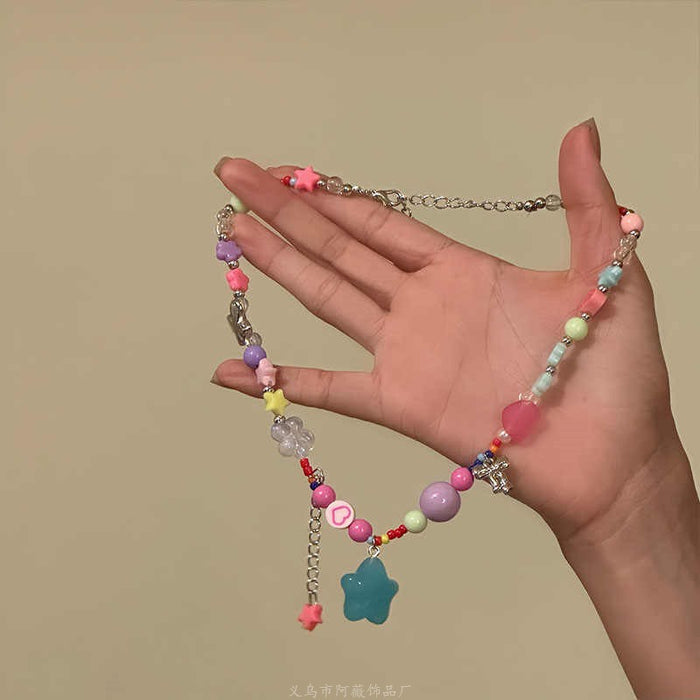 Wholesale Butterfly Beaded Double Layer Choker Necklace Trendy Fairy Jewelry Accessory