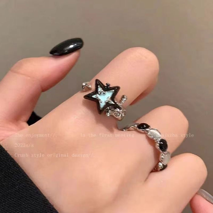 Wholesale Color blocking ring, fashionable and personalized couple's index finger ring, niche temperament, versatile ring