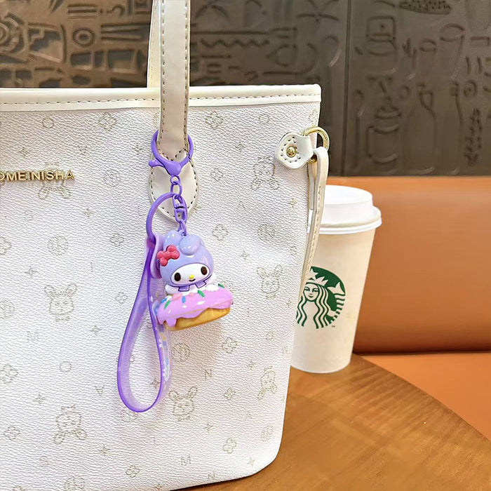 Wholesale Electroplated Cute Donut Keychain