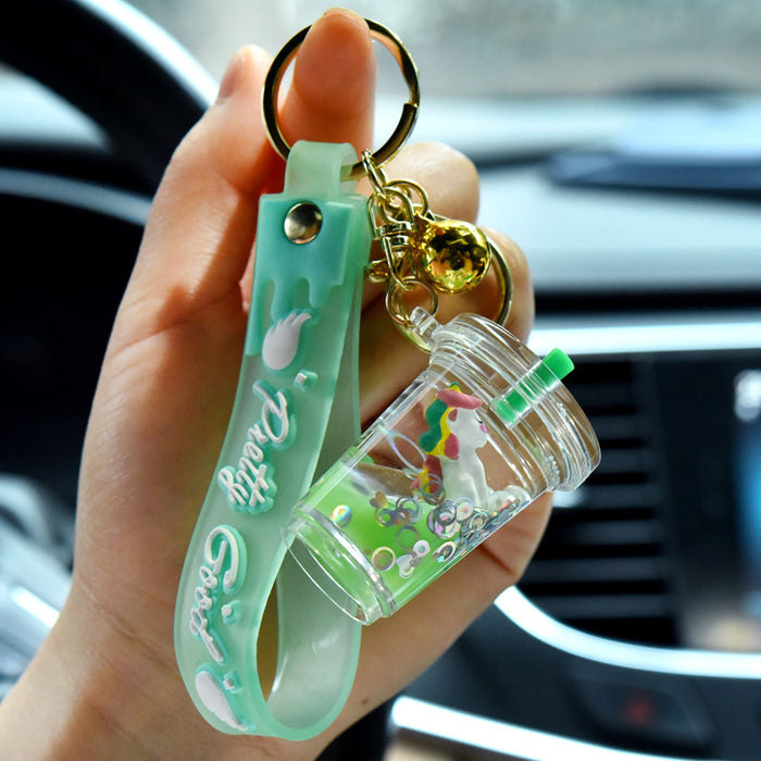 Wholesale Liquid Quicksand Unicorn Oil-Filled Keychain